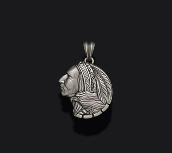 Native indian american with eagle pendant 3D print model