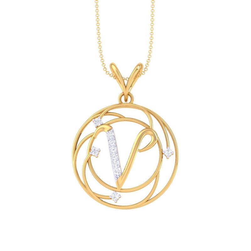 3D Printable Cad jewelry design of Lady diamond Pendant Letter model