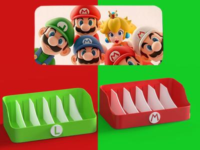 Mario & Luigi Letter LOGO Storage Box with Adjustable Removable Dividers for Cosmetics, Toiletries, Spices, Beauty Devices, and Masks