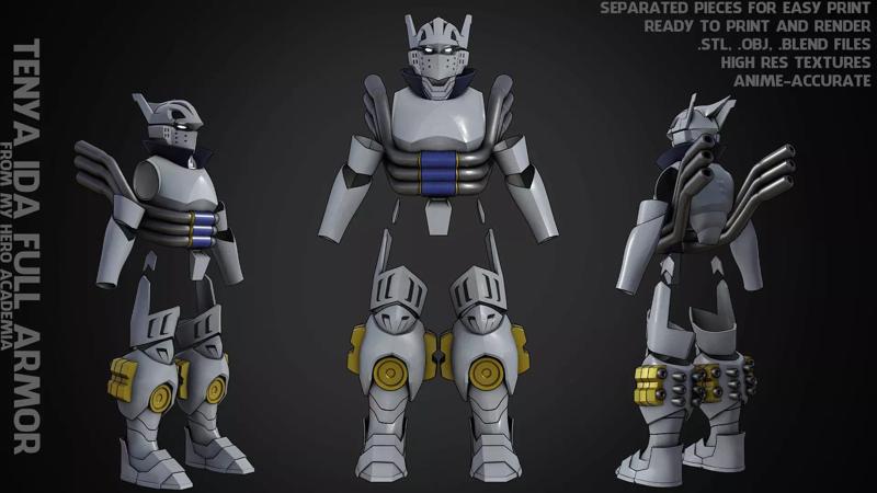 My Hero Academia Tenya Iida Ingenium Full Armor for Cosplay 3D Model Collection
