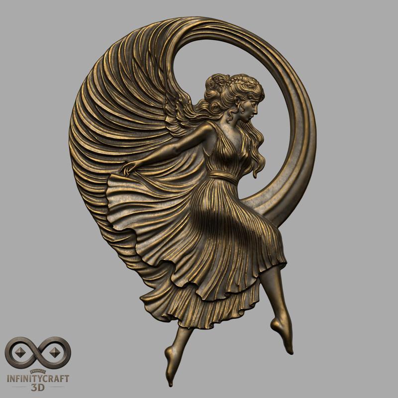 Dancing Angel Relief – 3D Fantasy Wall Art for CNC or Print