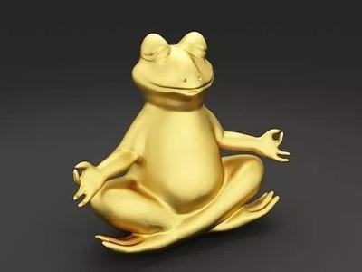 Frog 3D Model 2 gold in meditation pose