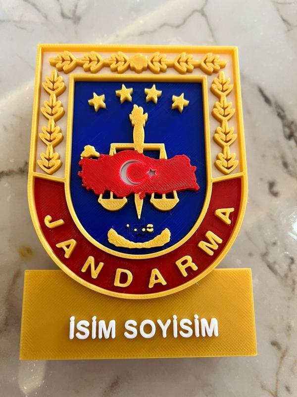 Jandarma 3D Masa İsimliği – Turkish Gendarmerie Desk Nameplate