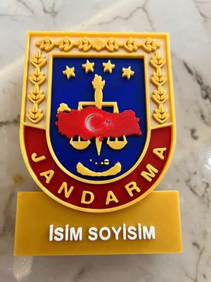 Jandarma 3D Masa İsimliği – Turkish Gendarmerie Desk Nameplate