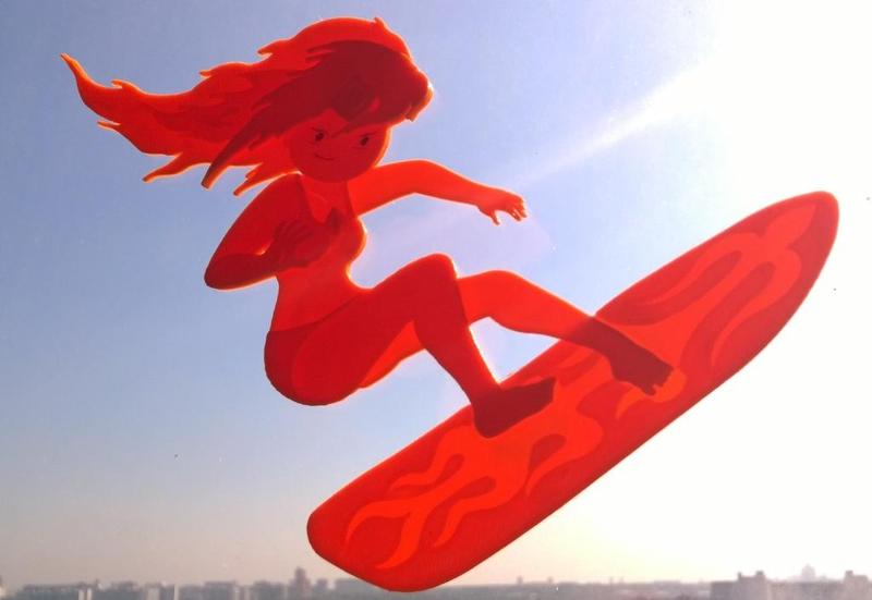 Surfing Flame Princess from Adventure Time