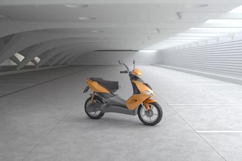 Scooter-Motorcycle 3d Model electric scooter in parking garage