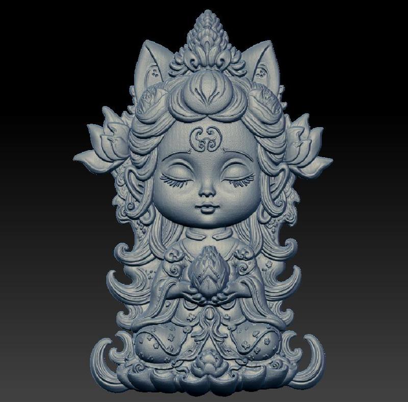 Guanyin statue03 - cute - relief - pendant - double-sided - Buddha