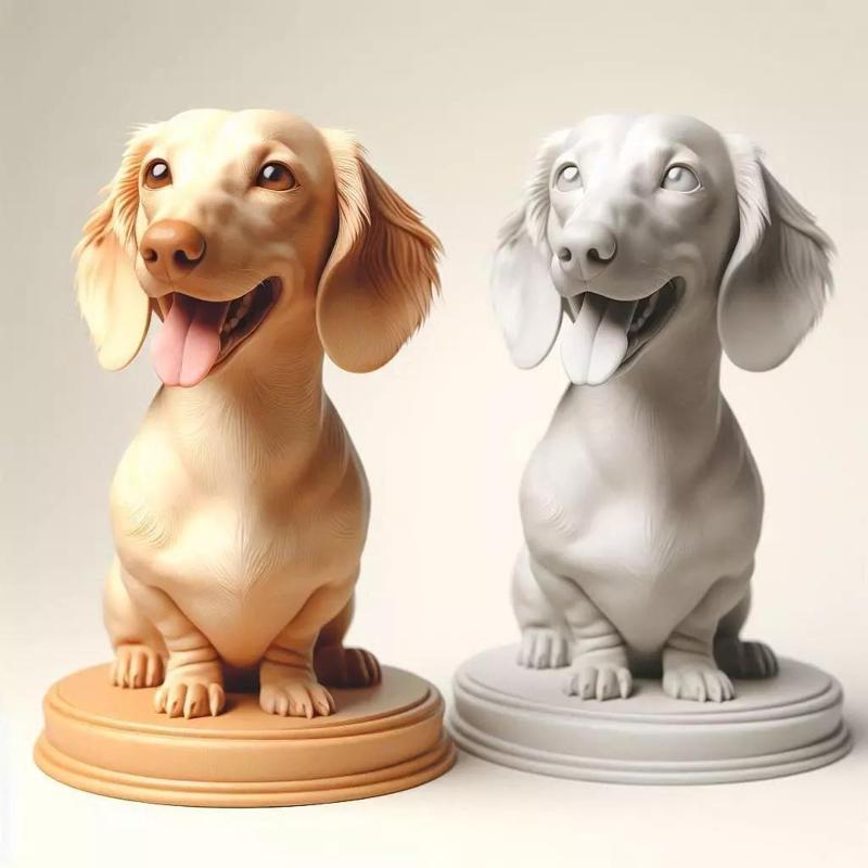 778 Laughing Dachshund  3D Printed Ivory Style Statue