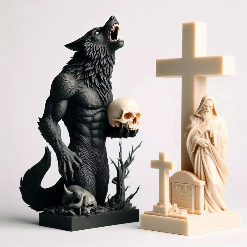 1064 Werewolf Howling with Skull 3D Model  beast