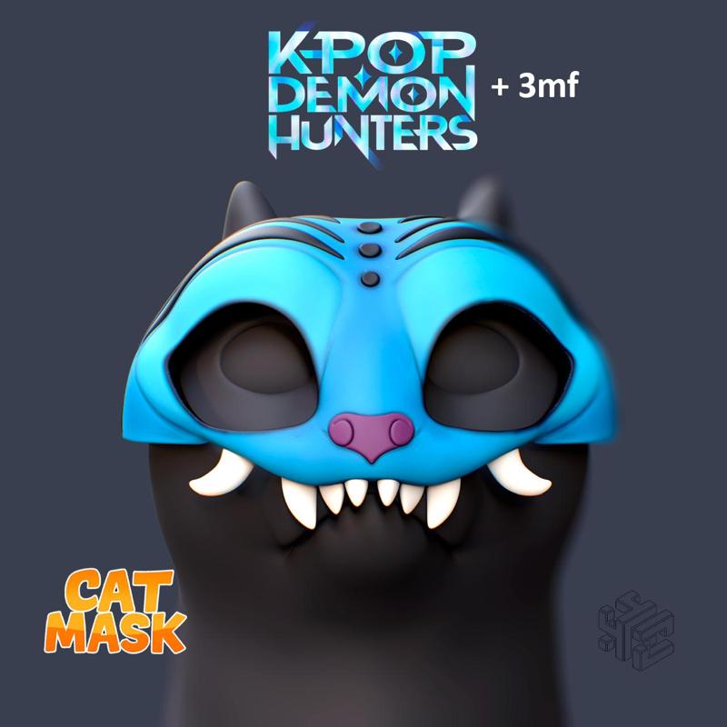 Derpy Tiger Cat Mask – K-Pop Inspired 3D Printable Pet Cosplay