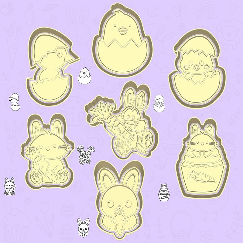 Easter (pascha) cookie cutters - easter cuties set / bundle - 7 pieces