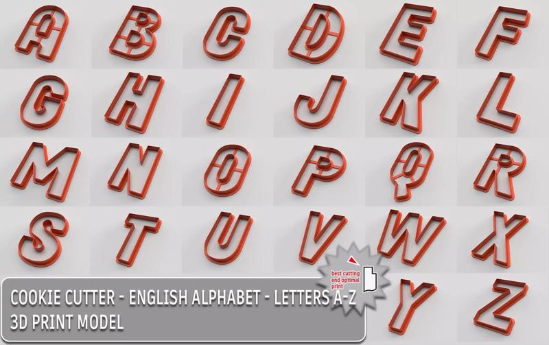 Cookie cutter - English alphabet - Letters A-Z 3D Model Collection