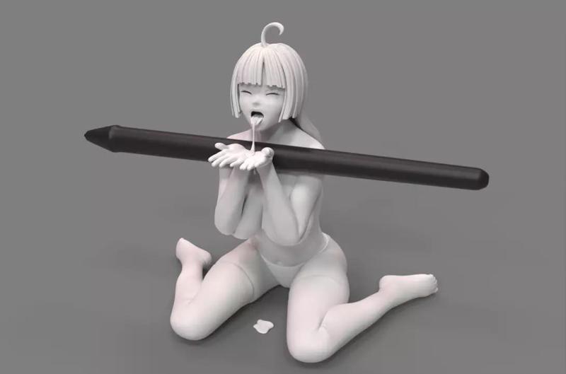 Japanese beauty girl sitting pen holder