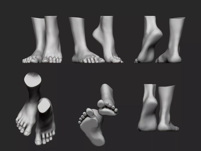 high poly model of feet