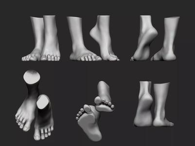 high poly model of feet