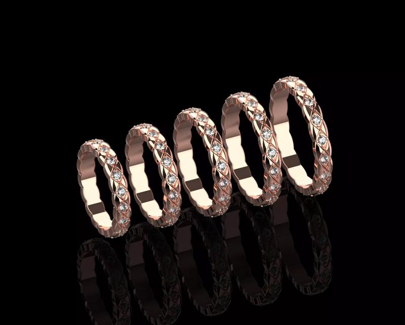 Coco Crush mini diamonds rings in different sizes 15 - 19 3D Model Collection