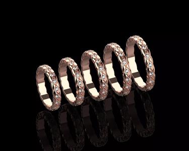 Coco Crush mini diamonds rings in different sizes 15 - 19 3D Model Collection