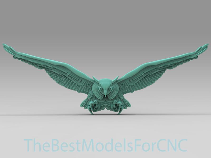 3D Model STL File for CNC Router Laser & 3D Printer Owl Frontal Attack