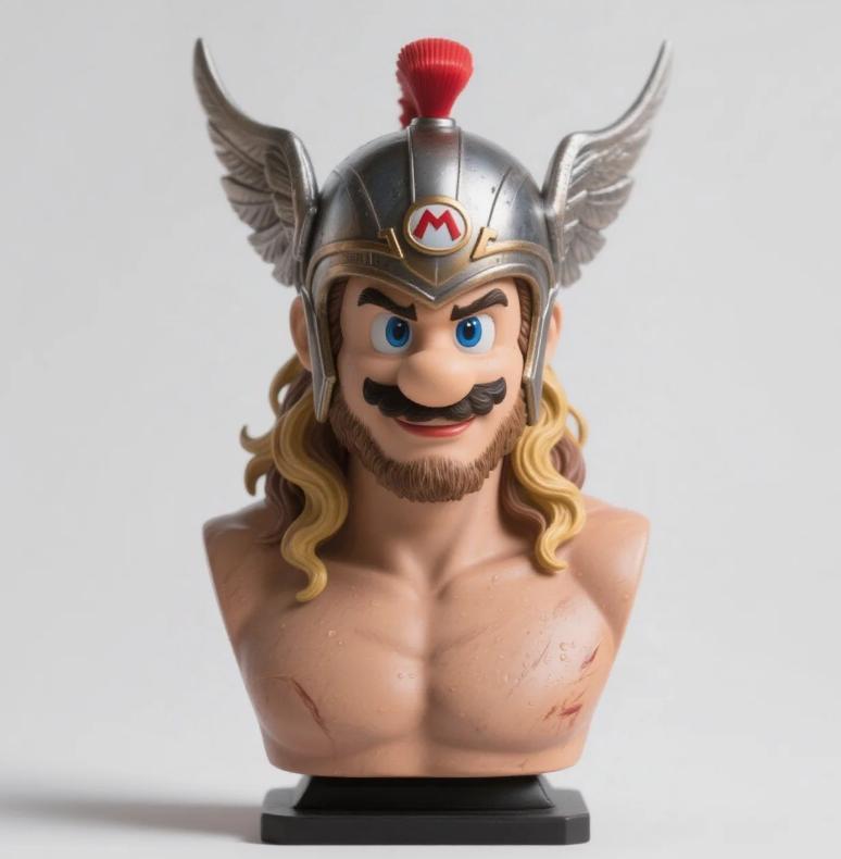 Mario as Viking Warrior Bust Sculpture