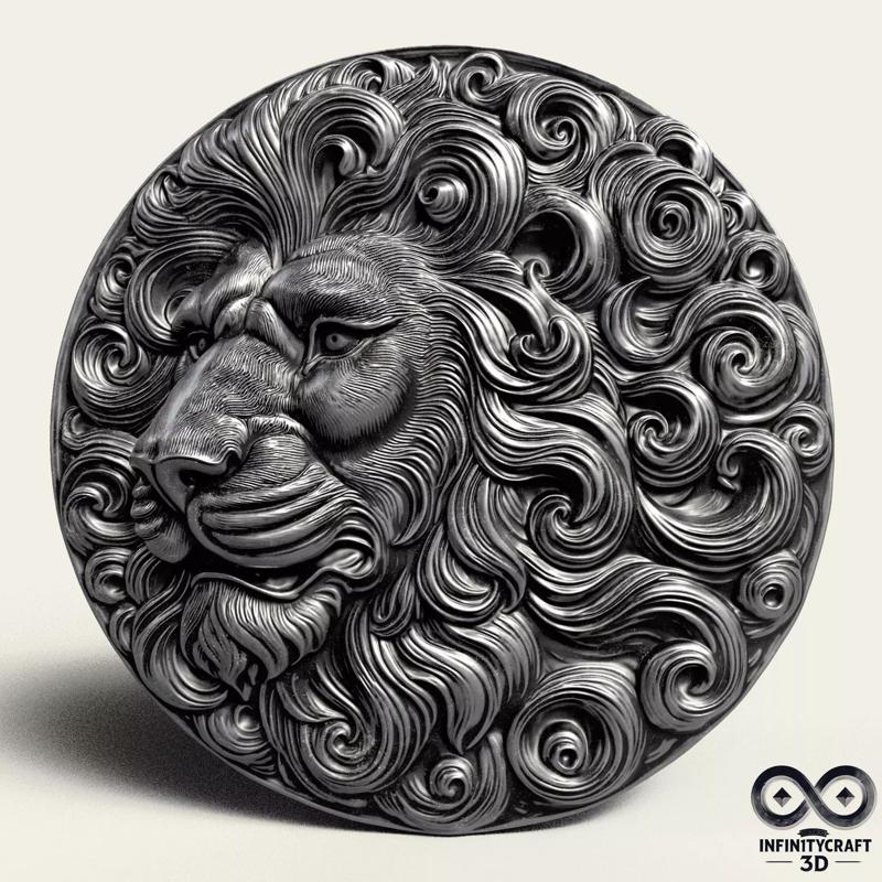 Lion Head Relief No2 STL file for 3d Printing or CNC