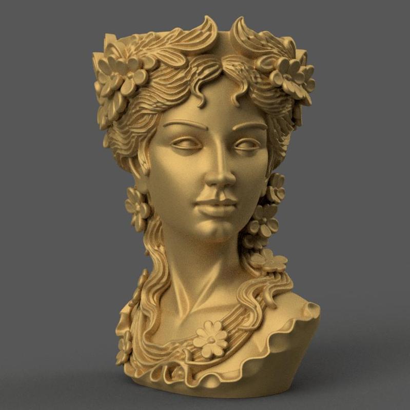 Elegant woman Head planter, candy container, candle holder