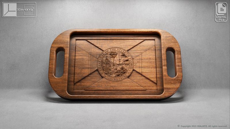 Florida Flag Tray With Handles - CNC Files for Wood (svg, dxf, eps, ai, pdf)