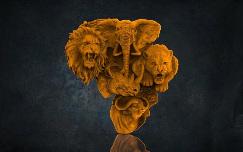 Big Five 3D STL Model for CNC Router, Artcam, Vetric, Engraver, Relief, Carving, Cut 3D, Stl File For Cnc Router, Wall Decor