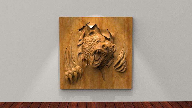 Bear 3D STL Model for CNC Router, Artcam, Vetric, Engraver, Relief, Carving, Cut 3D, Stl File For Cnc Router, Wall Decor
