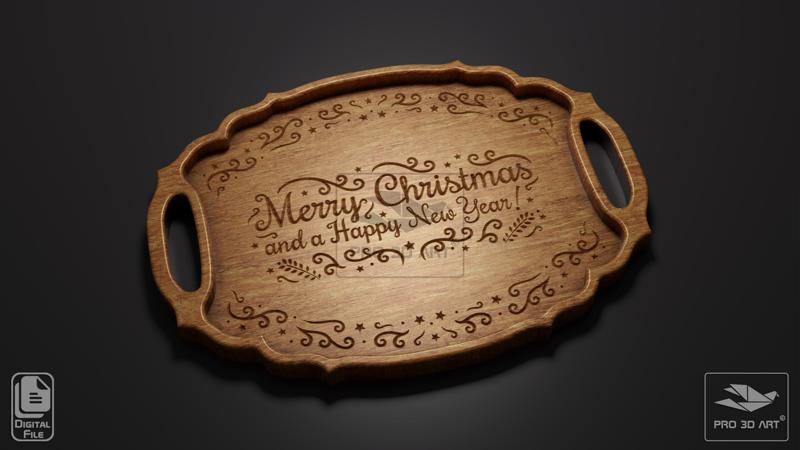 Christmas Tray - CNC Files for Wood (svg, dxf, eps, ai, pdf)