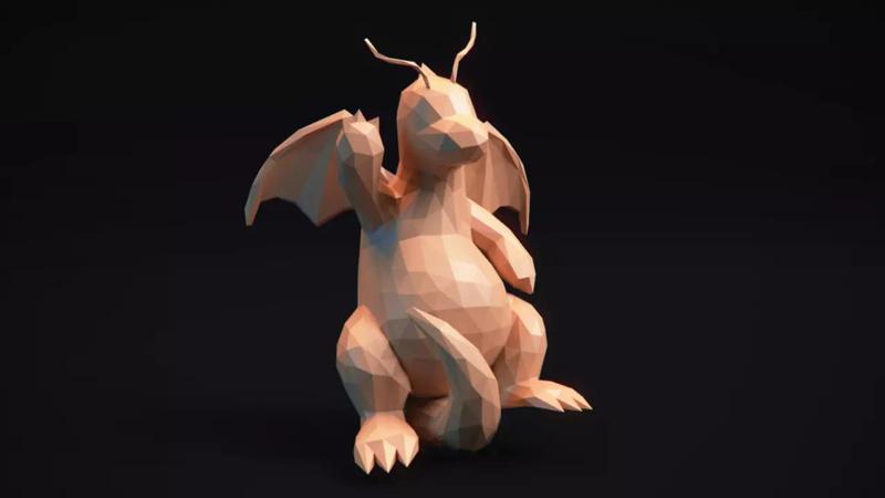 Dragonite - Stylized Pokemon LowPoly Art -
