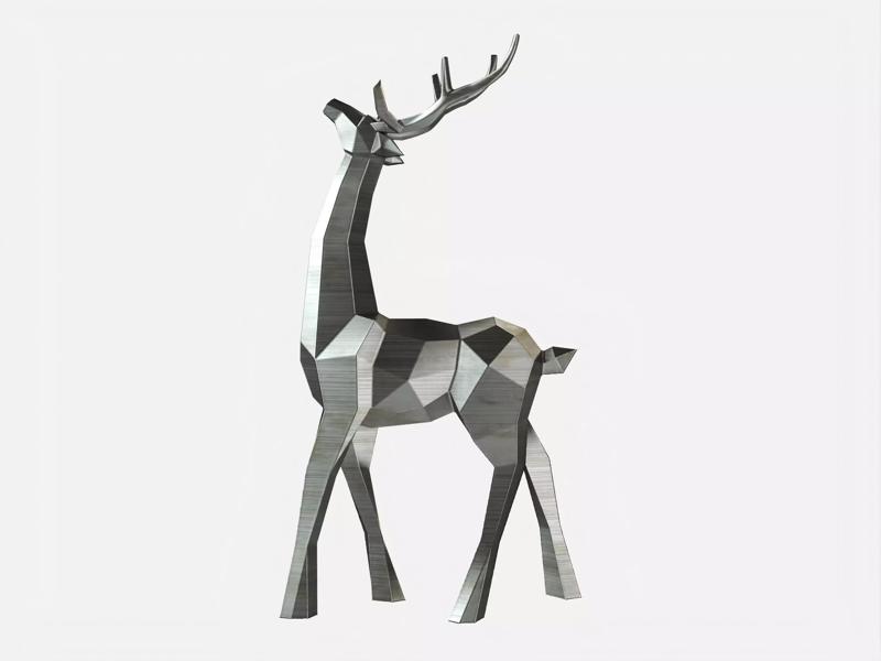 Reindeer 3D print model silver deer sculpture