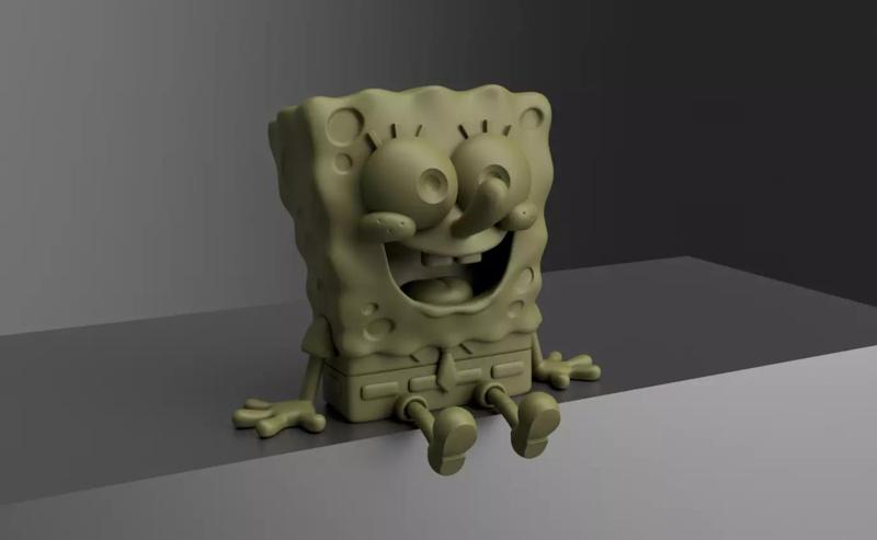 Sitting SpongeBob Fan Art Sculpture