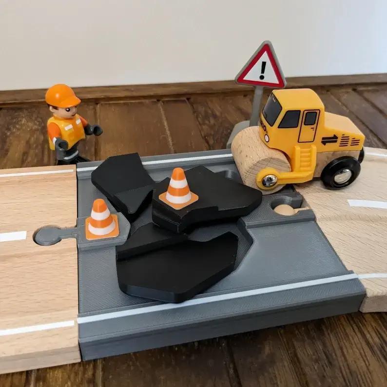 Toy Road - Road Repair Construction Site - Compatible with BRIO