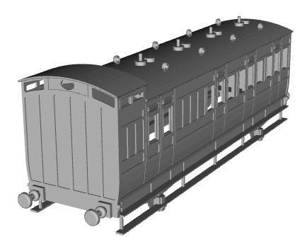 NER (North Sunderland Railway)4 wheel brake 2nd(3rd) coach 1/100 scale