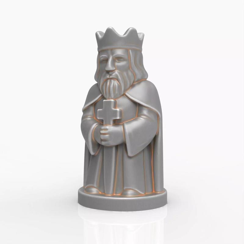 Medieval King Chess Piece Prop Regal Stylized Figure With Cross