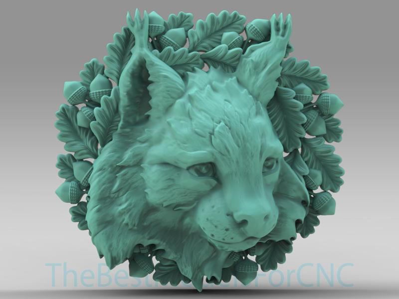 3D Model STL File for CNC Router Laser & 3D Printer Lynx Head With Leafs