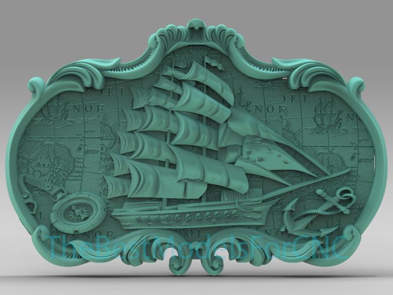 3D Model STL File for CNC Router Laser & 3D Printer Sail Warship Frame