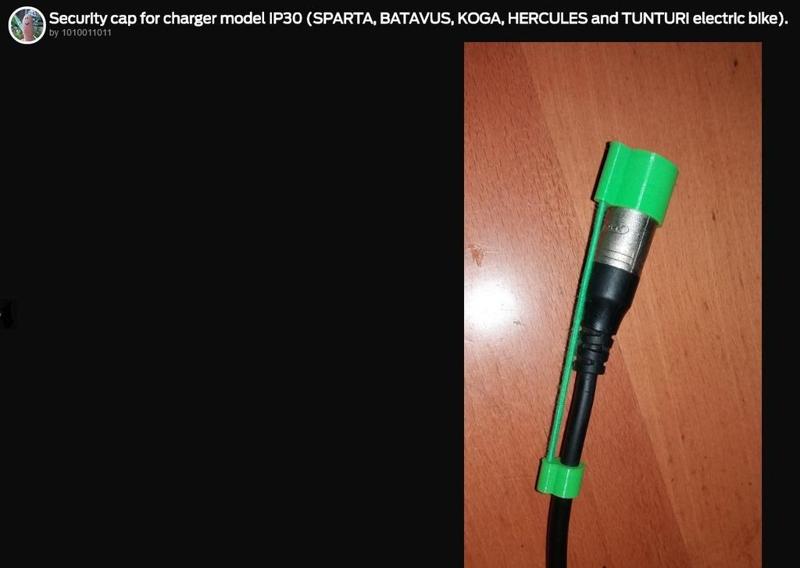 Security cap for charger model IP30 (SPARTA, BATAVUS, KOGA, HERCULES and TUNTURI electric bike).