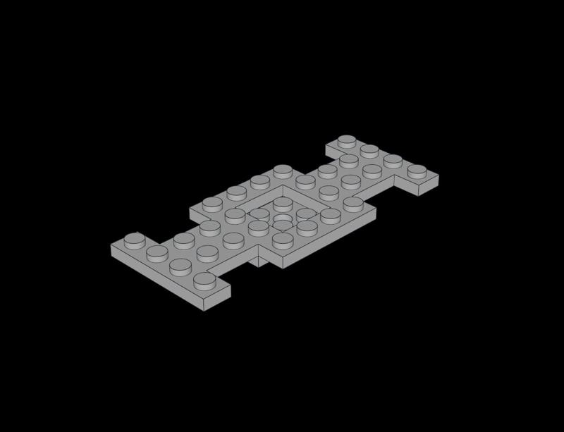 Lego Compatible (4212a.dat) Car Base  4 x 10 x  0.667 with  2 x  2 Center Closed