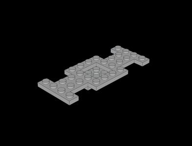 Lego Compatible (4212a.dat) Car Base  4 x 10 x  0.667 with  2 x  2 Center Closed