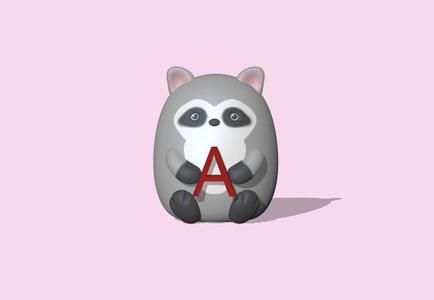 Cute Raccoon with a letter A