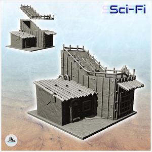 Futuristic sheet metal dwelling with armored door and sloping roof (3) - Future Sci-Fi SF Infinity Terrain Tabletop Scifi