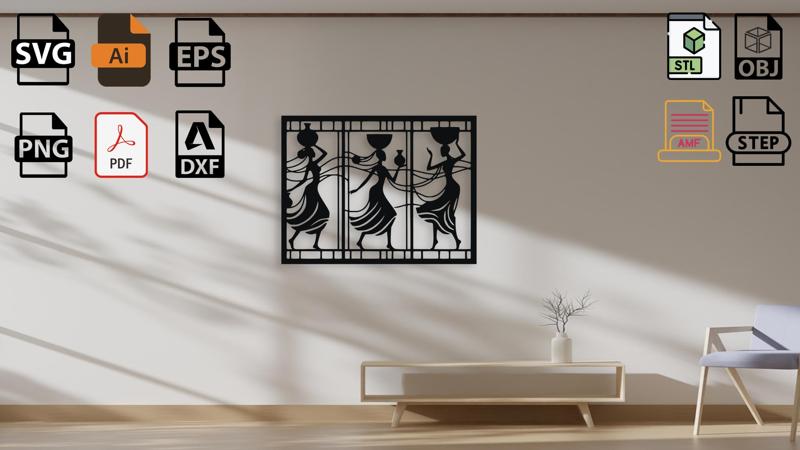 African Women Wall Decor - 3D Printable Laser Cut Vector Art