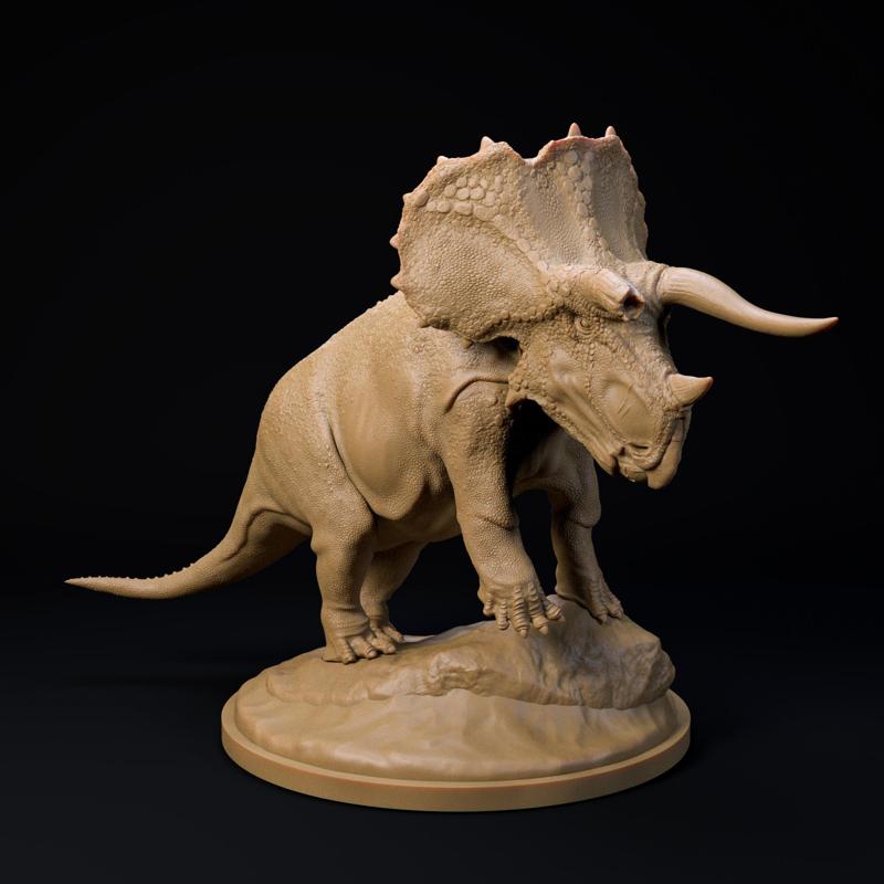 Triceratops old bull 32mm scale - pre-supported dinosaur companion