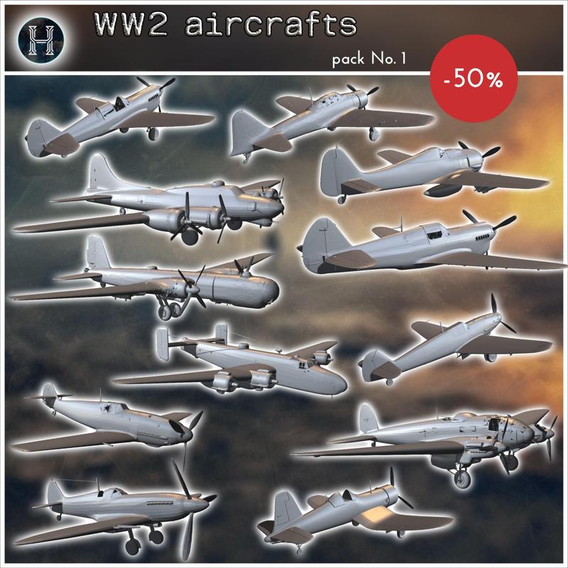 World War II aircrafts pack No. 1 - World War Two Second WWII Front Eastern Western Axis Allied