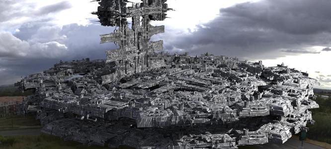 Sci-Fi City dystopia base City Ship