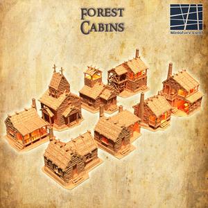 Modular Forest Cabins 28 MM Tabletop Terrain