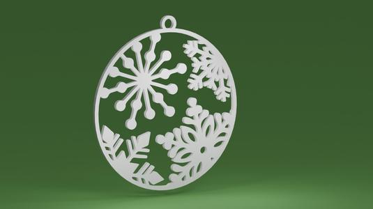 4 Snowflakes inside a bauble (Christmas tree ornament)