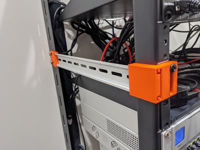 DIN rail mounting for server rack