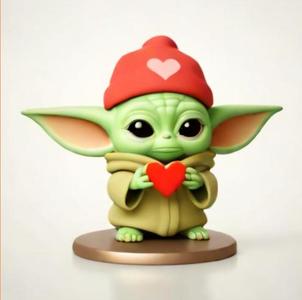 Yoda with a Hat Holding a Heart